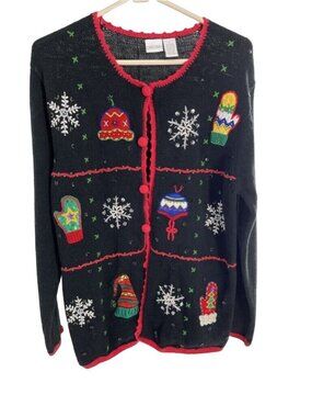 Cherokee Ladies Vintage Christmas Sweater Holiday Party Large Ugly Sweater
